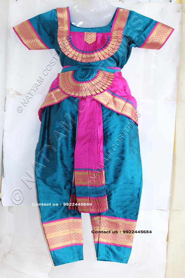 Peacock Green and mustard bharatanatyam dress