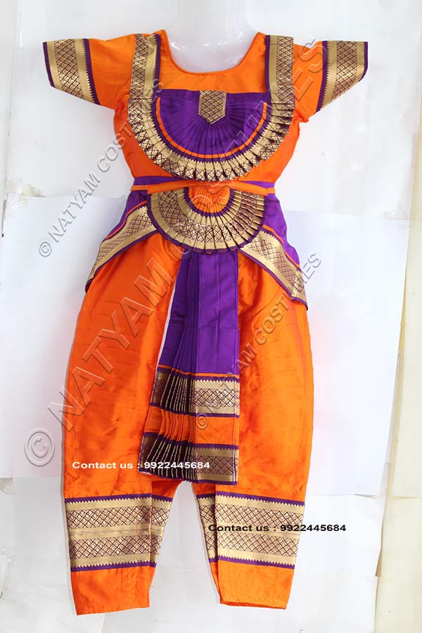 Orange and Purple bharatanatyam dress