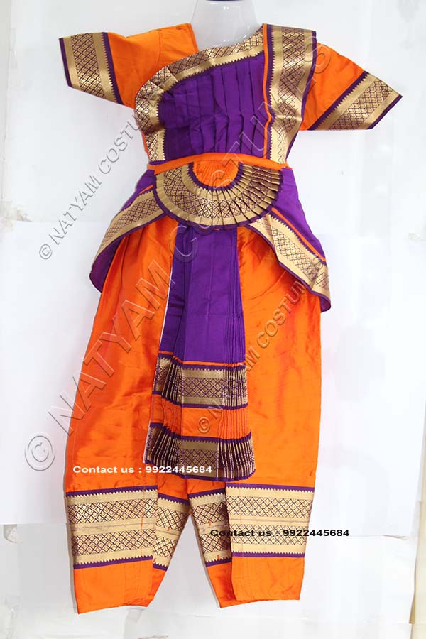 Orange and Purple bharatanatyam dress