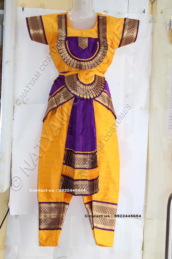 Yellow and Purple bharatanatyam dress