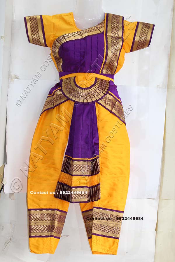 Yellow and Purple bharatanatyam dress