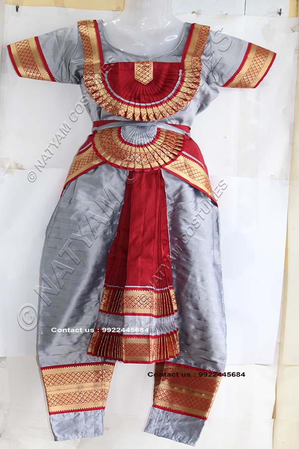 Grey and Maroon bharatanatyam dress