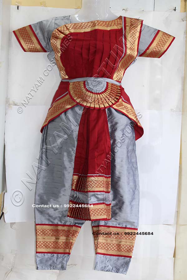 Grey and Maroon bharatanatyam dress