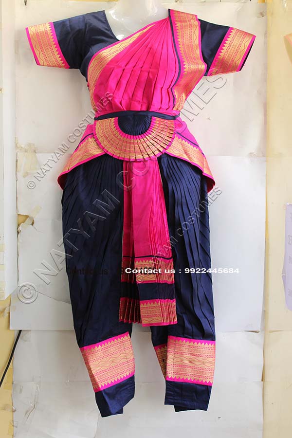 Navy Blue and Pink bharatanatyam dress
