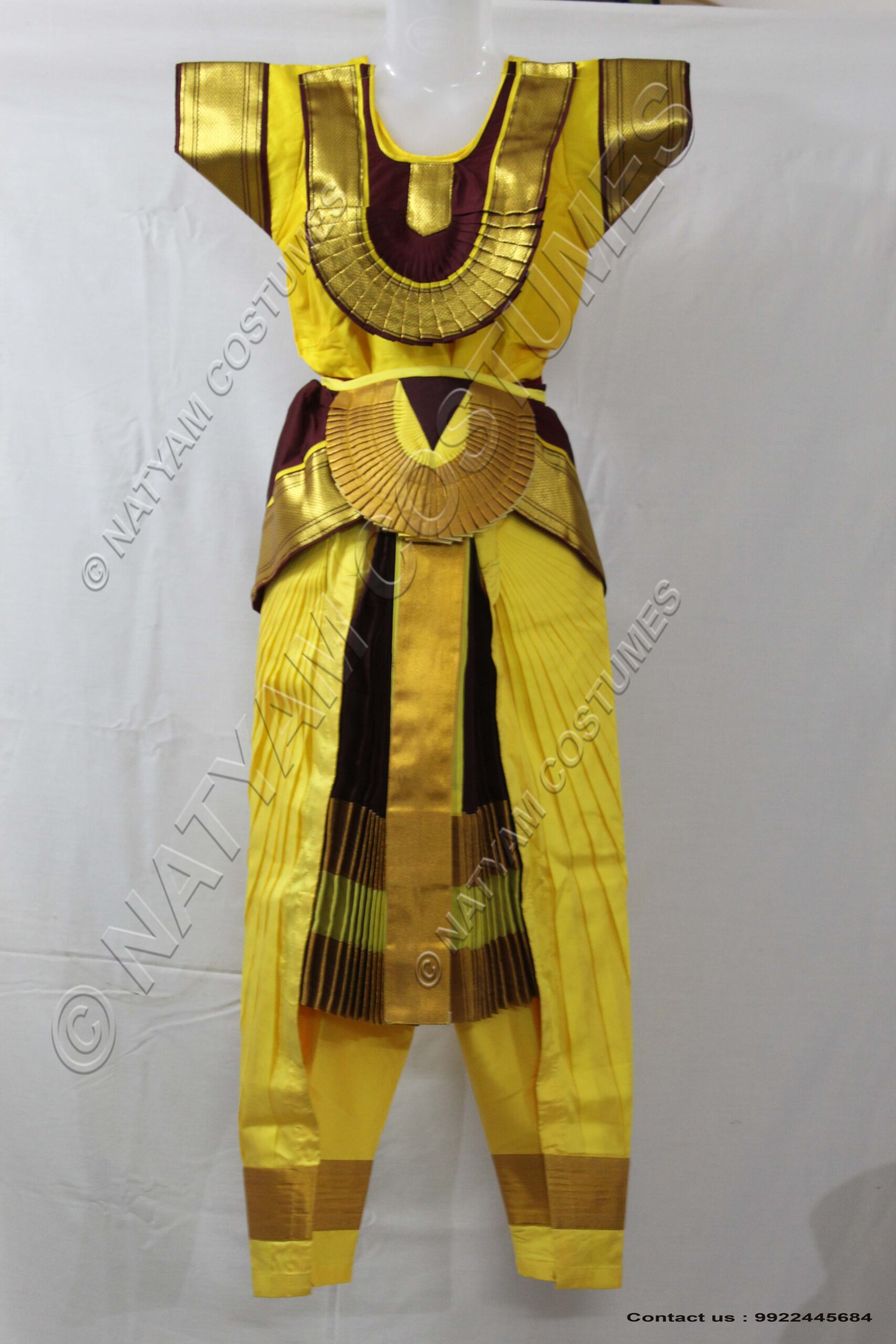 Lime Yellow and Wine bharatanatyam dress