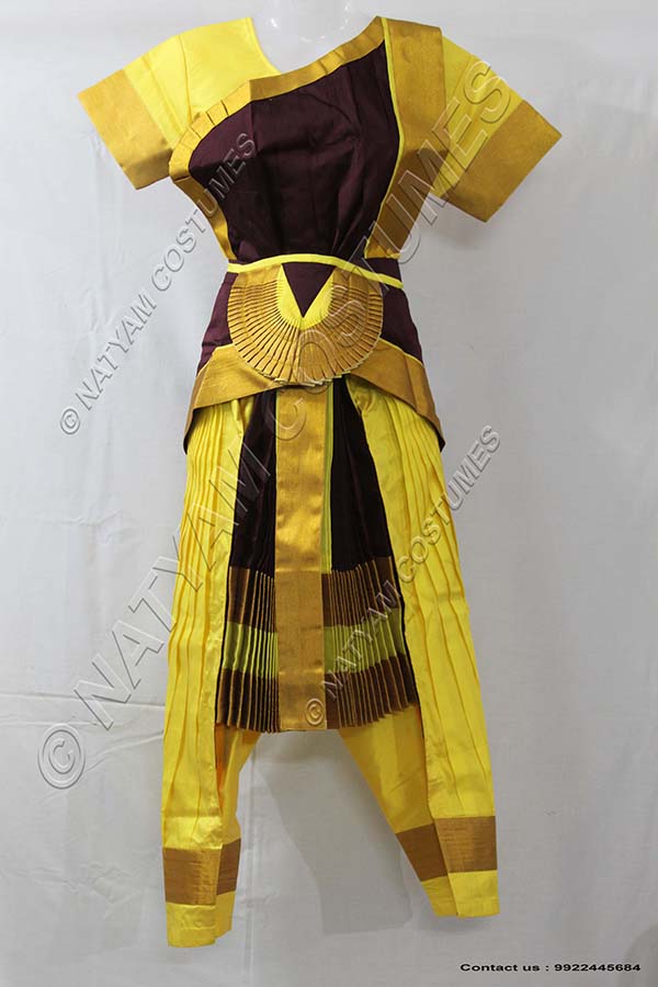 Lime Yellow and Wine bharatanatyam dress