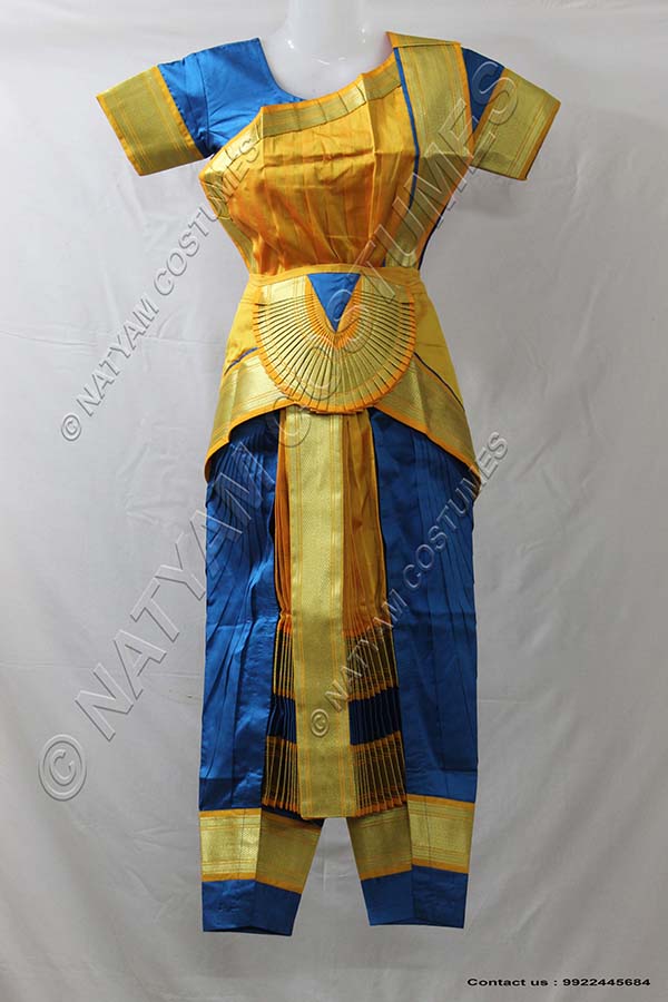 Peacock Blue and Yellow bharatanatyam dress