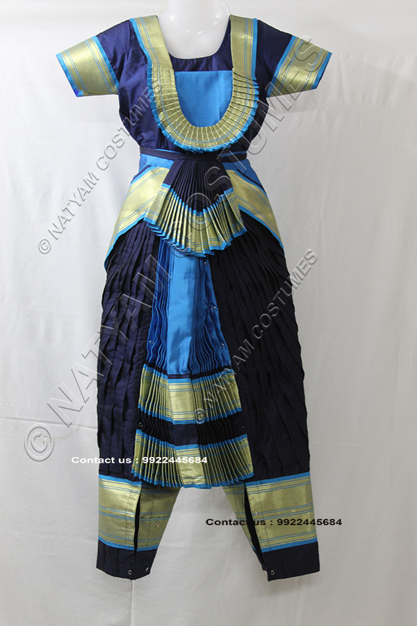 Navy Blue and Sky Blue bharatanatyam dress