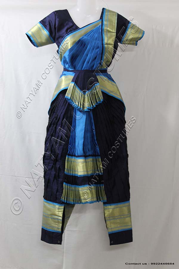 Navy Blue and Sky Blue bharatanatyam dress