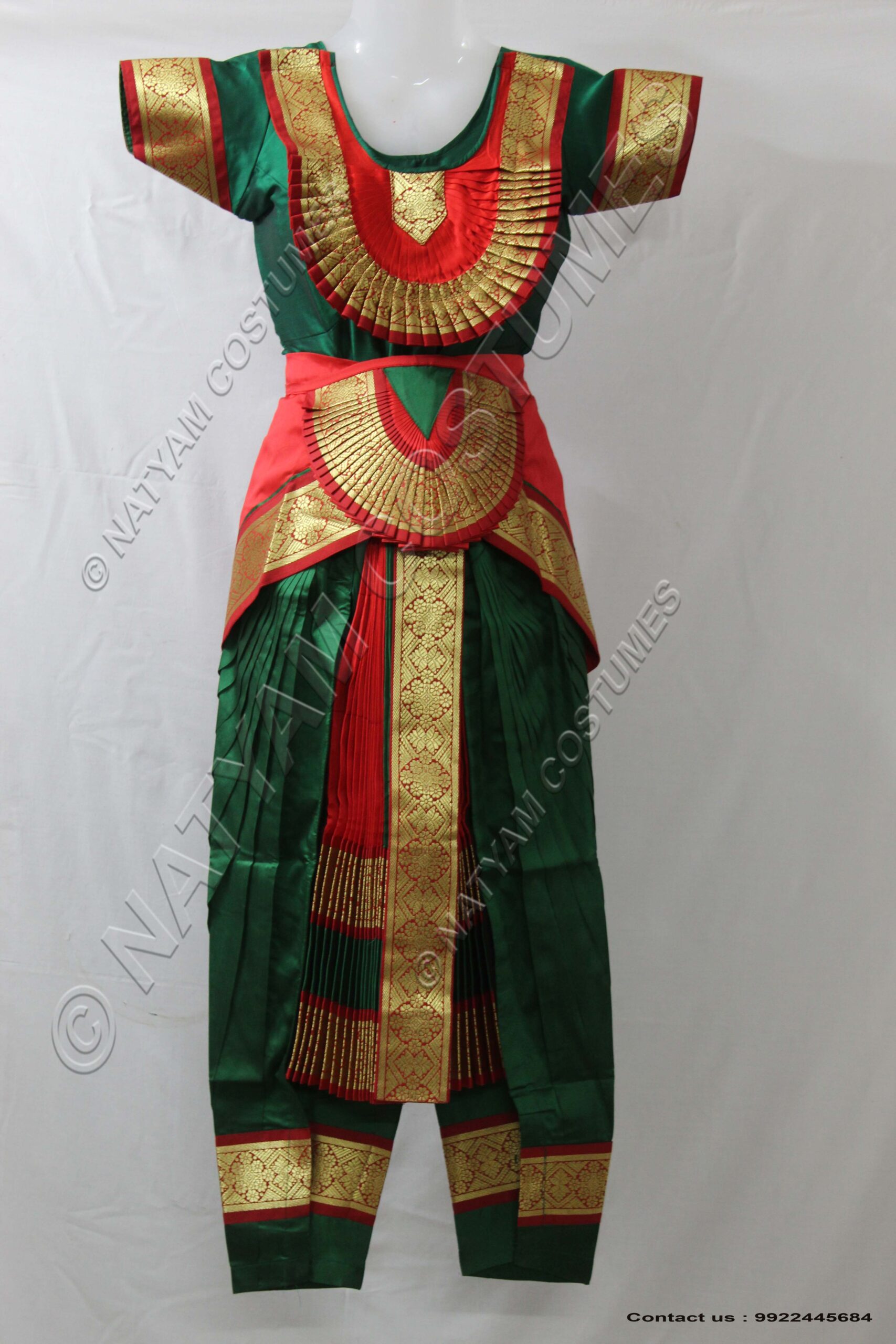Green and Red bharatanatyam dress
