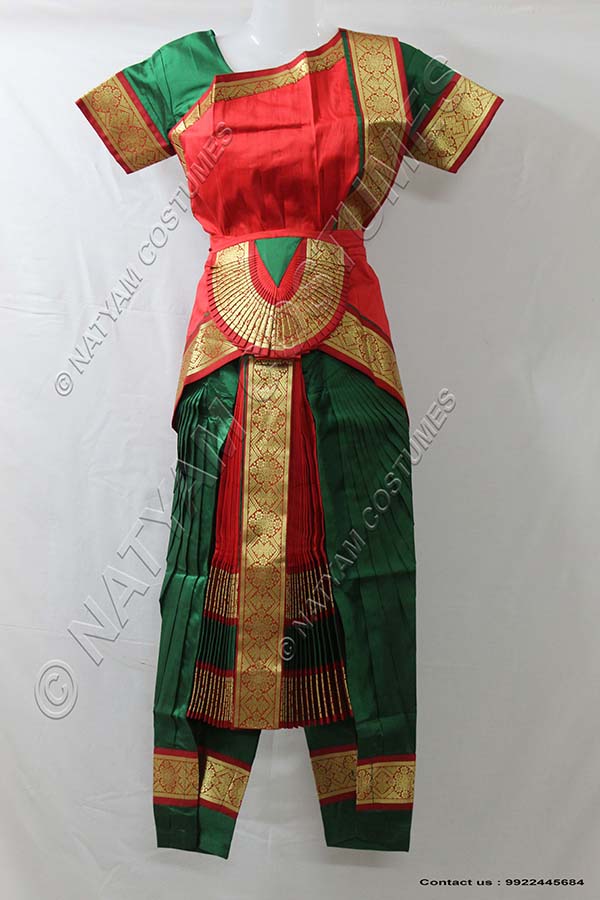 Green and Red bharatanatyam dress
