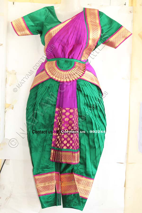 Green and Magenta bharatanatyam dress