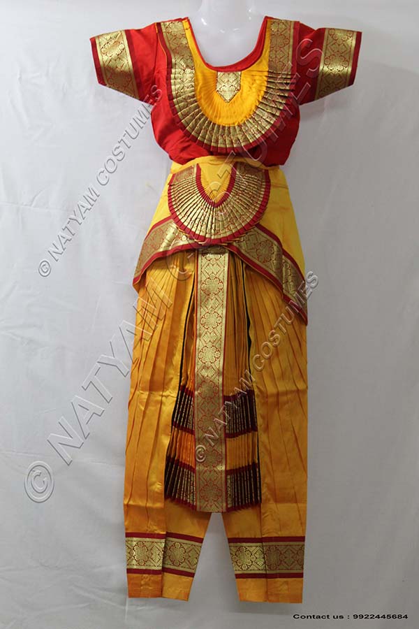 Yellow and Red bharatanatyam dress
