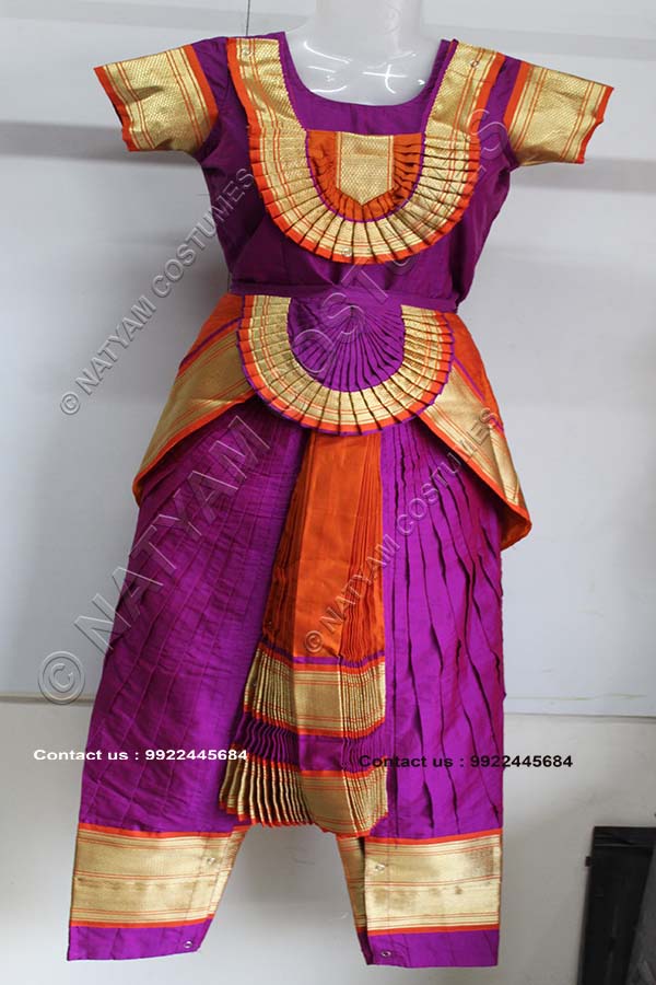 Purple and Dark Orange bharatanatyam dress