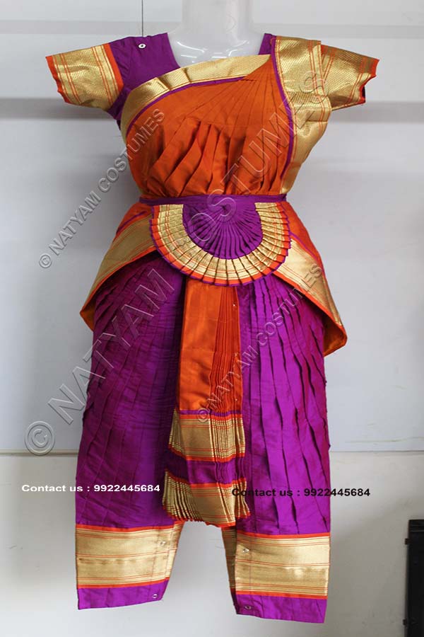 Purple and Dark Orange bharatanatyam dress