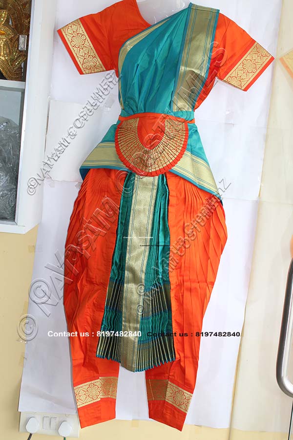 Orange and Sky Blue bharatanatyam dress