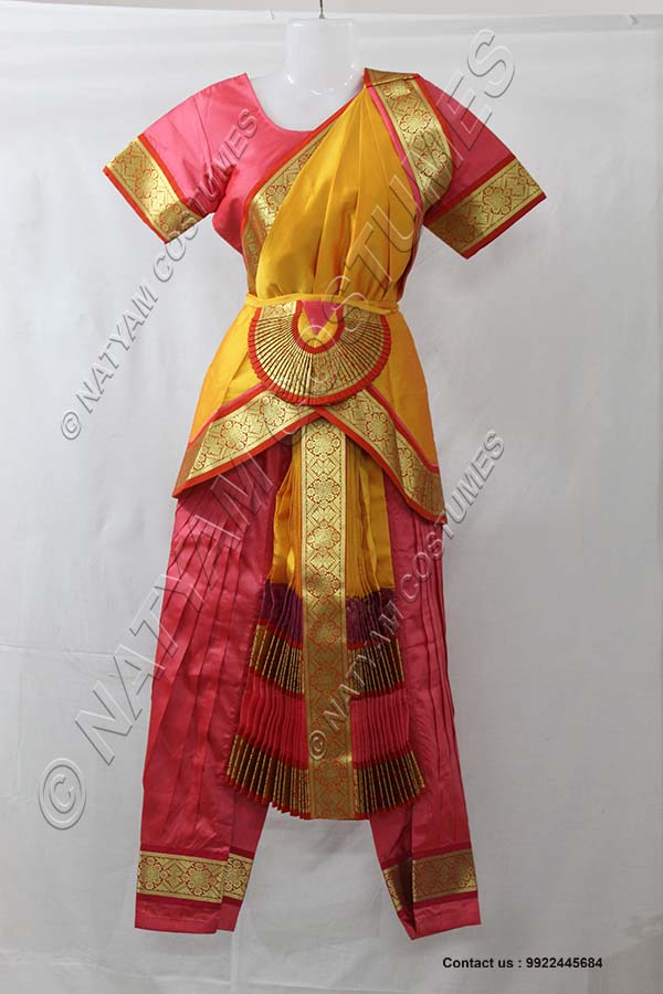 Pink and Yellow bharatanatyam dress