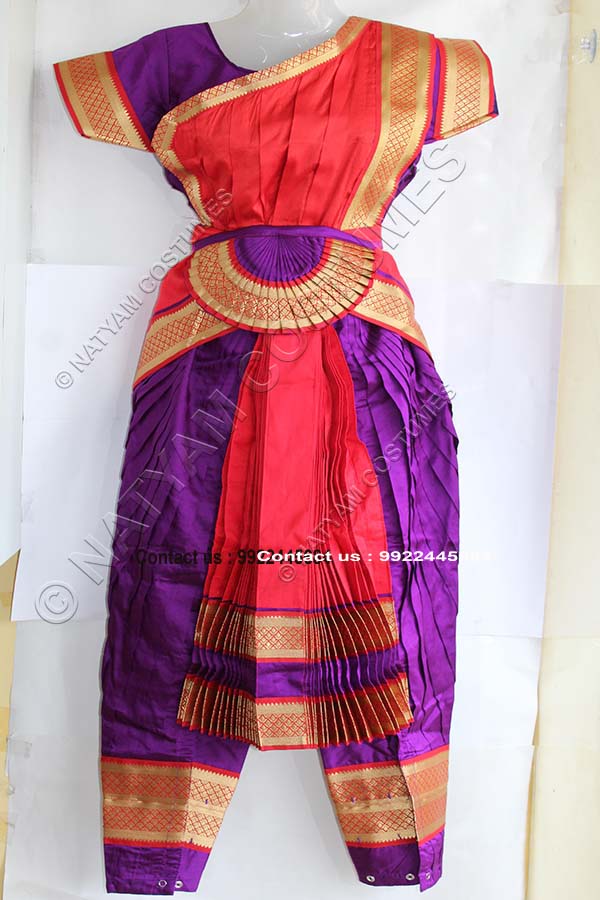 Purple and Dark Orange bharatanatyam dress