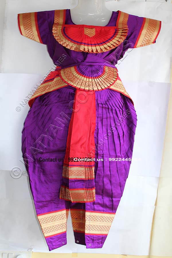 Purple and Dark Orange bharatanatyam dress