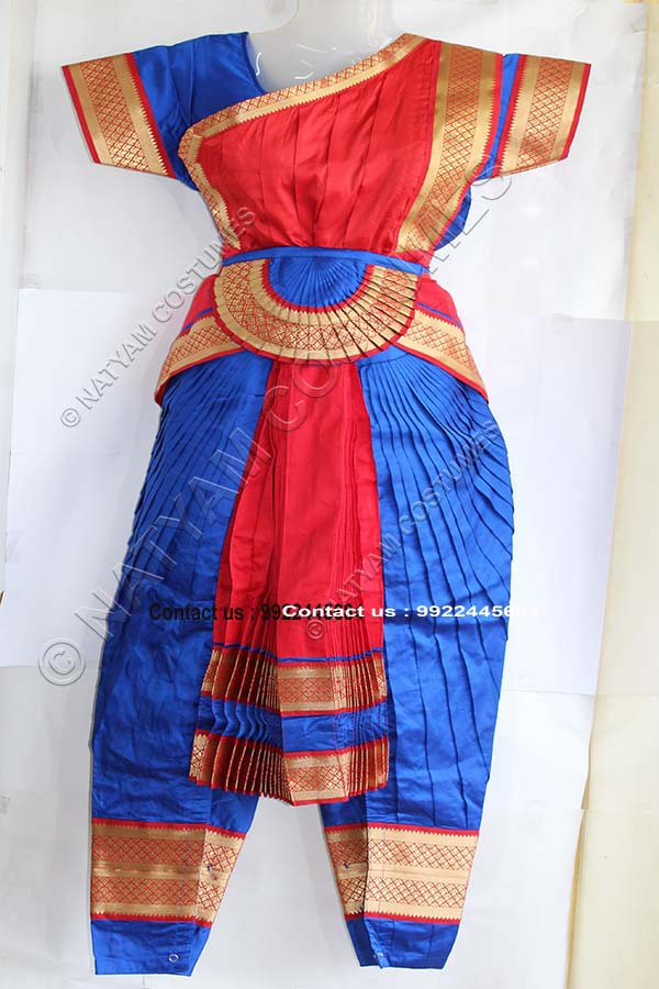 Blue and Red bharatanatyam dress