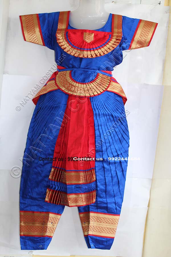 Blue and Red bharatanatyam dress