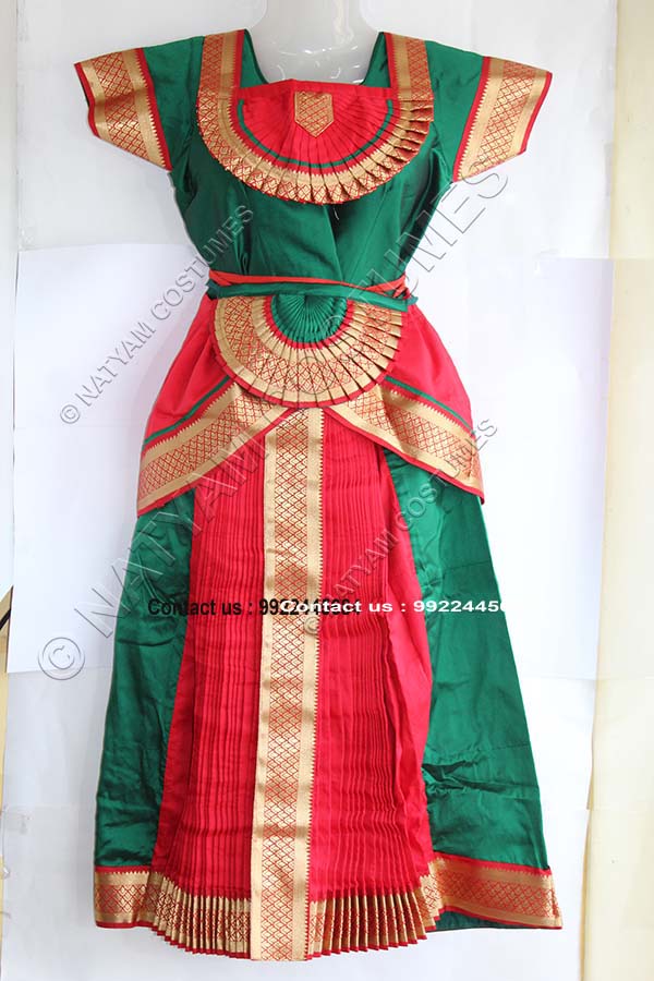 Green and Red bharatanatyam dress
