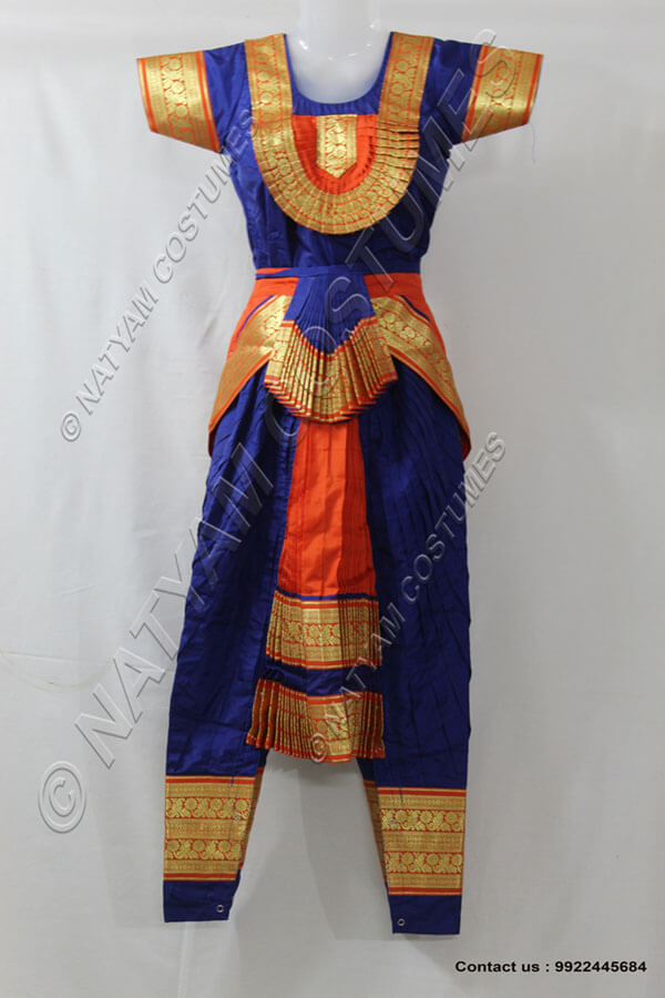 bharatanatyam dress – royal blue and orange