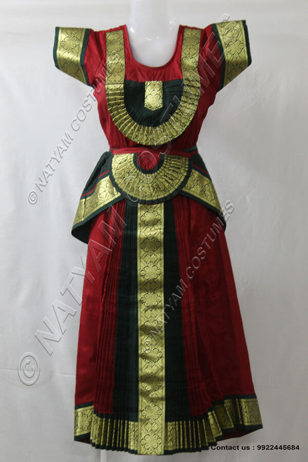 Dark Maroon and Dark Green bharatanatyam dress