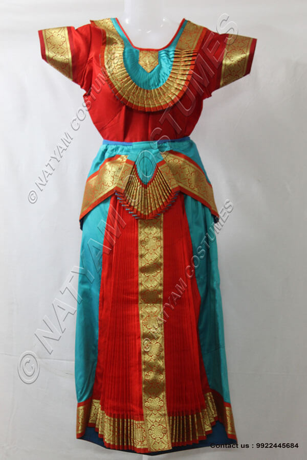 Sky Blue and Orange bharatanatyam dress