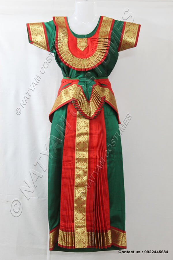 Green and Red bharatanatyam dress