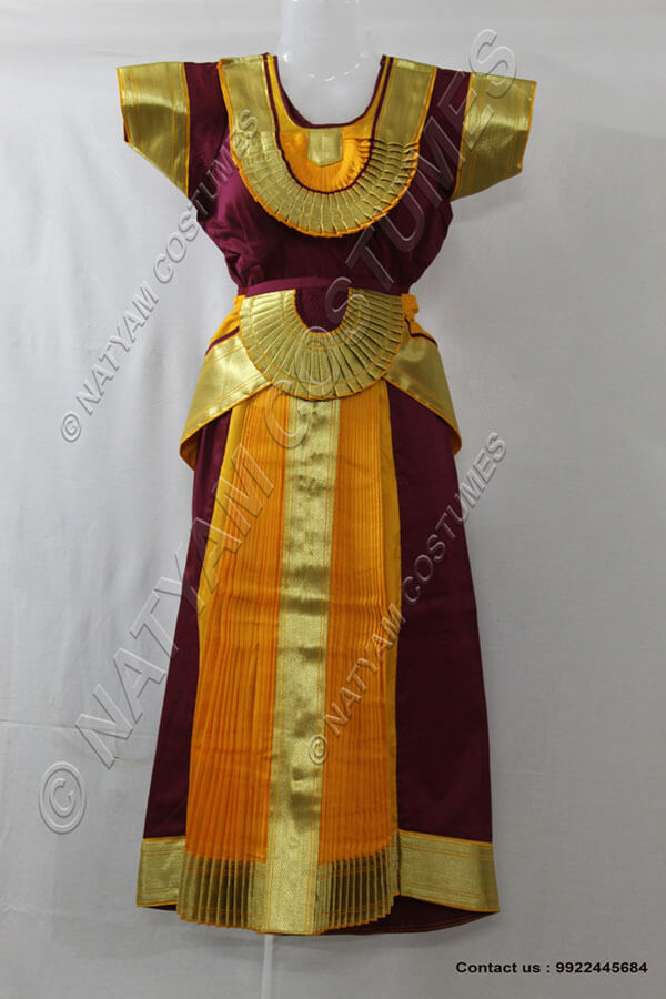 Coffee Brown and Orange bharatanatyam dress