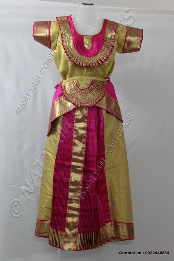 Tissue Gold and Pink bharatanatyam dress
