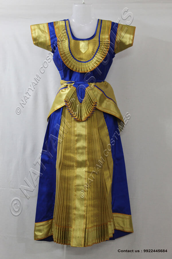 Blue and Tissue Gold bharatanatyam dress