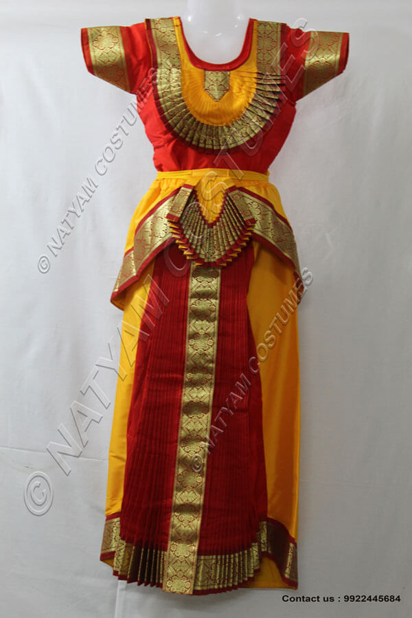 Yellow and Red bharatanatyam dress