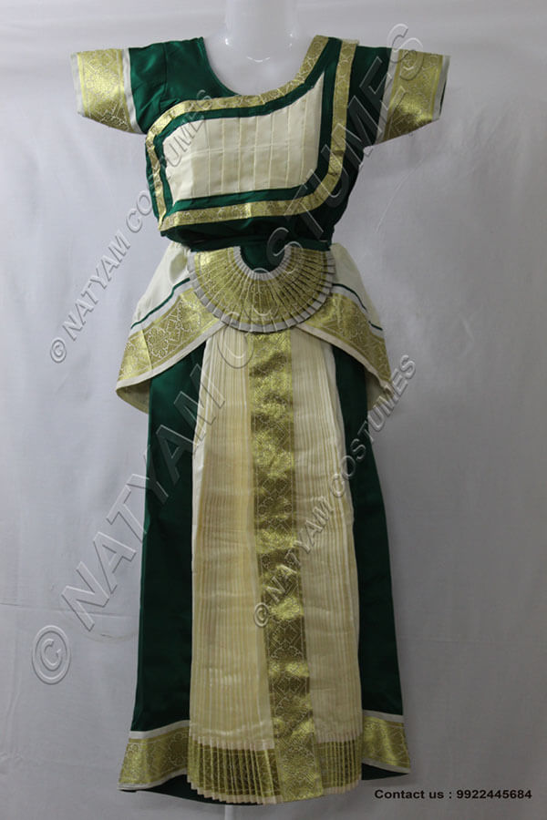 Dark Green and Cream bharatanatyam dress