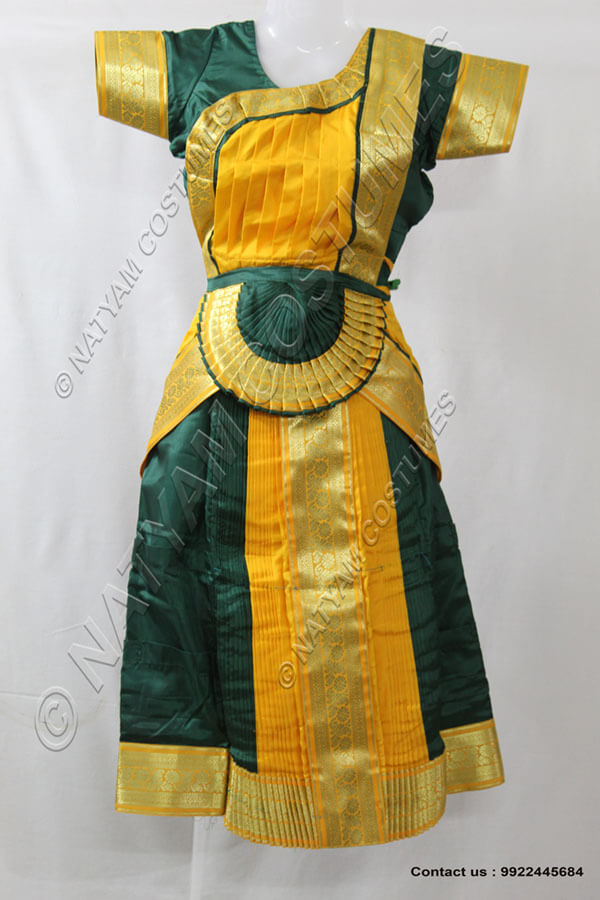 Dark Green and Yellow bharatanatyam dress