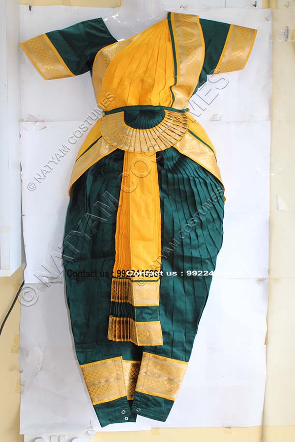 Dark Green and Yellow bharatanatyam dress