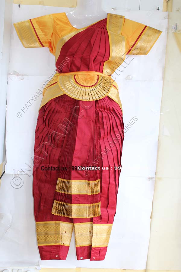 Maroon and Yellow bharatanatyam dress