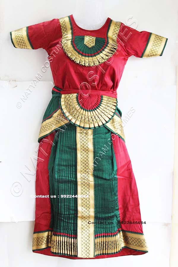 Maroon and Dark Green bharatanatyam dress