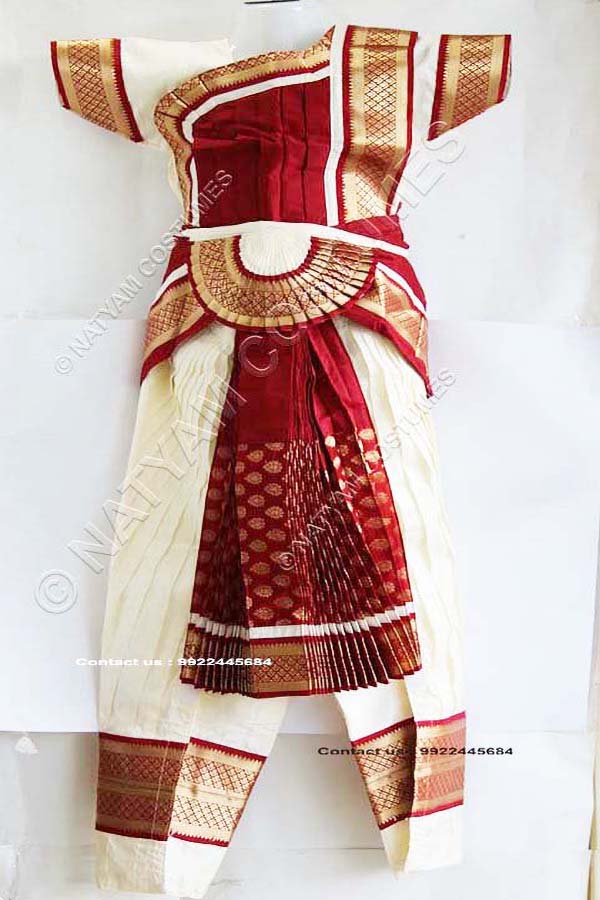 Cream and Maroon bharatanatyam dress