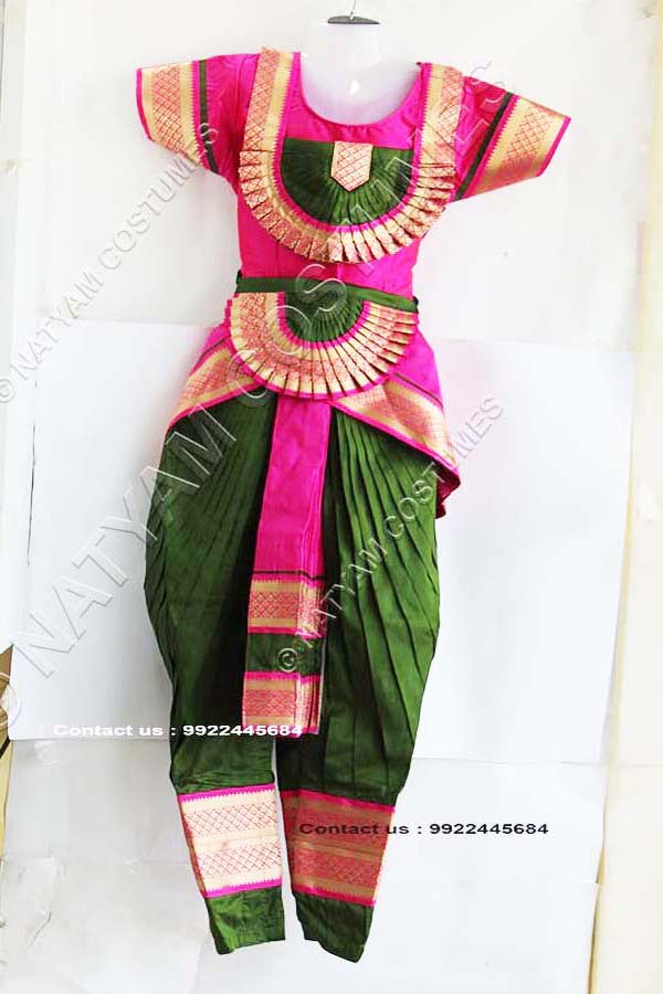 Military Green and Pink bharatanatyam dress