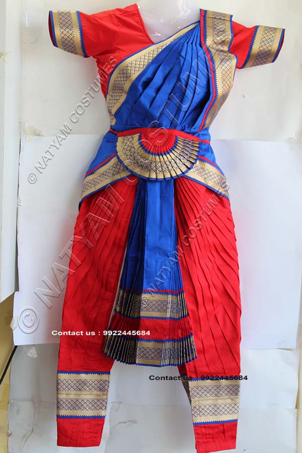 Red and Blue bharatanatyam dress