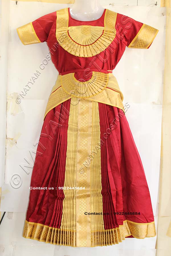Maroon and Tissue Gold bharatanatyam dress