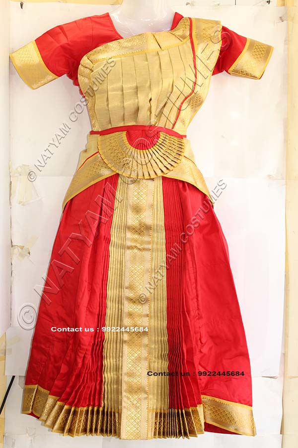 Red and Tissue Gold bharatanatyam dress
