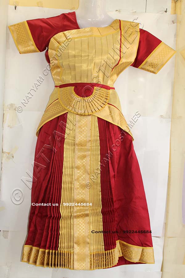 Maroon and Tissue Gold bharatanatyam dress
