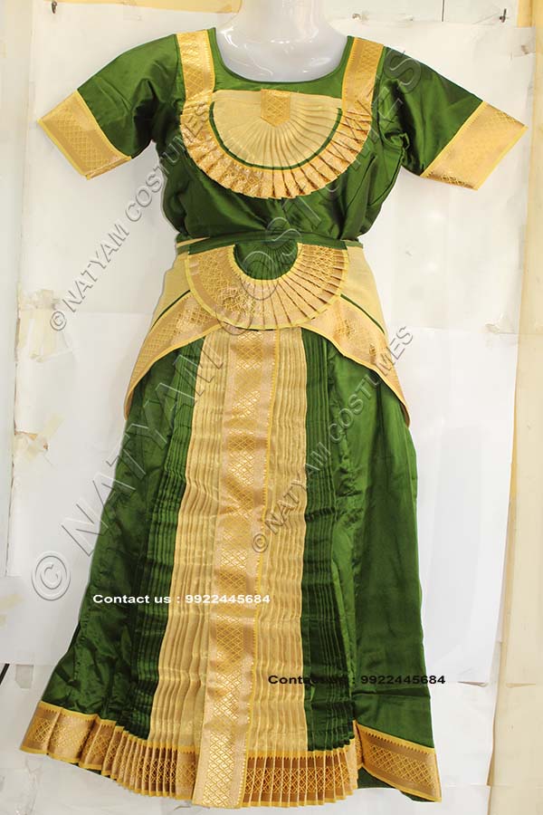 Mehandi Green and Tissue Gold bharatanatyam dress