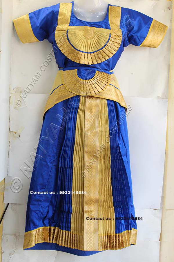 Blue and Tissue Gold bharatanatyam dress