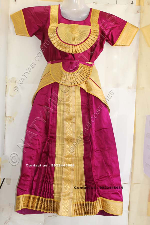 Cherry and Tissue Gold bharatanatyam dress