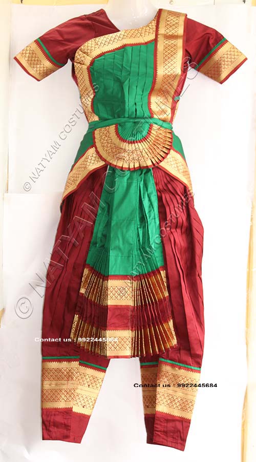 Maroon and Green bharatanatyam dress