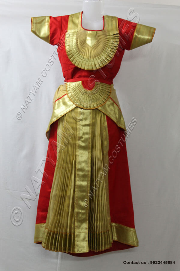 Red and Tissue Gold bharatanatyam dress